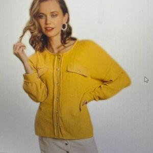 Umgee Light Weight Jacket Cardigan Button Down New Mustard Yellow